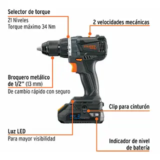 Taladro Inalámbrico 1/2'',20v Trupermax