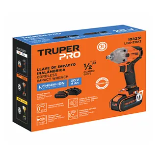 Llave De Impacto 1/2", 20v, 184 Lb/Ft, 1 Batería 4ah, 250nm