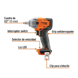 Llave De Impacto 1/2", 20v, 184 Lb/Ft, Sin Accesorios, Pro
