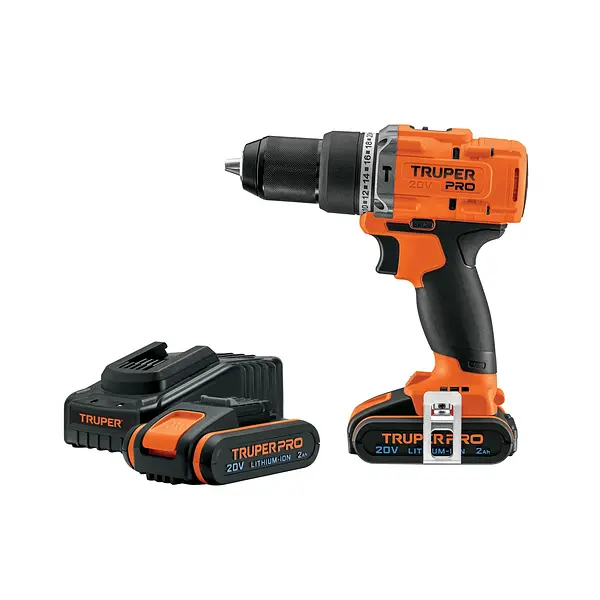 Taladro/Destornillador 1/2", 20v, 1 Batería 2ah, Truper Pro
