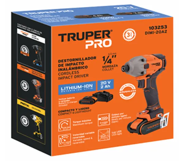 Destornillador De Impacto 1/4", 20v, 1 Batería 2ah, Pro